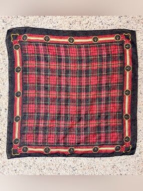 Plaid Scarf with Gold Accent